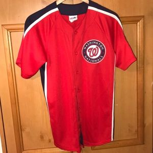 Majestic Washington Nationals Red Short Sleeve Button Jersey